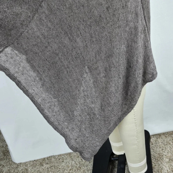 Eileen Fisher 100% Linen Lagenlook Flowy Cardigan Sweater Sharkbite Hem Brown M - Picture 10 of 16